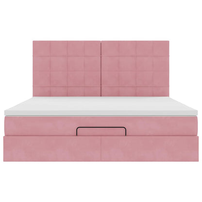 Ottoman bed met matrassen en LED's 160x200cm fluweel roze