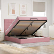 Ottomaans bed 160x200 cm fluweel roze met opbergruimte