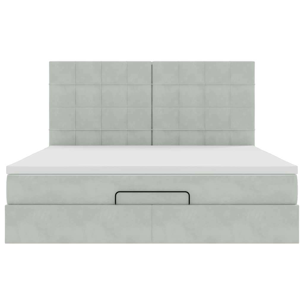Ottoman bed met matrassen en LED's 180x200cm fluweel lichtgrijs