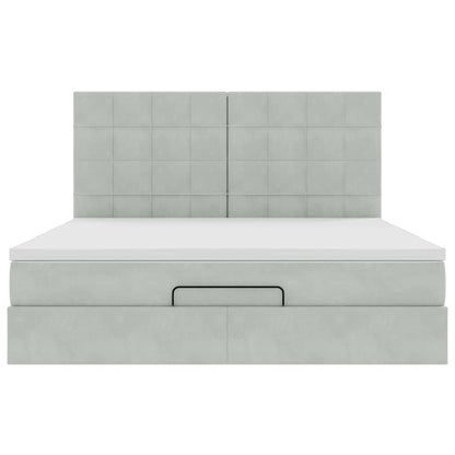 Ottoman bed met matrassen en LED's 180x200cm fluweel lichtgrijs