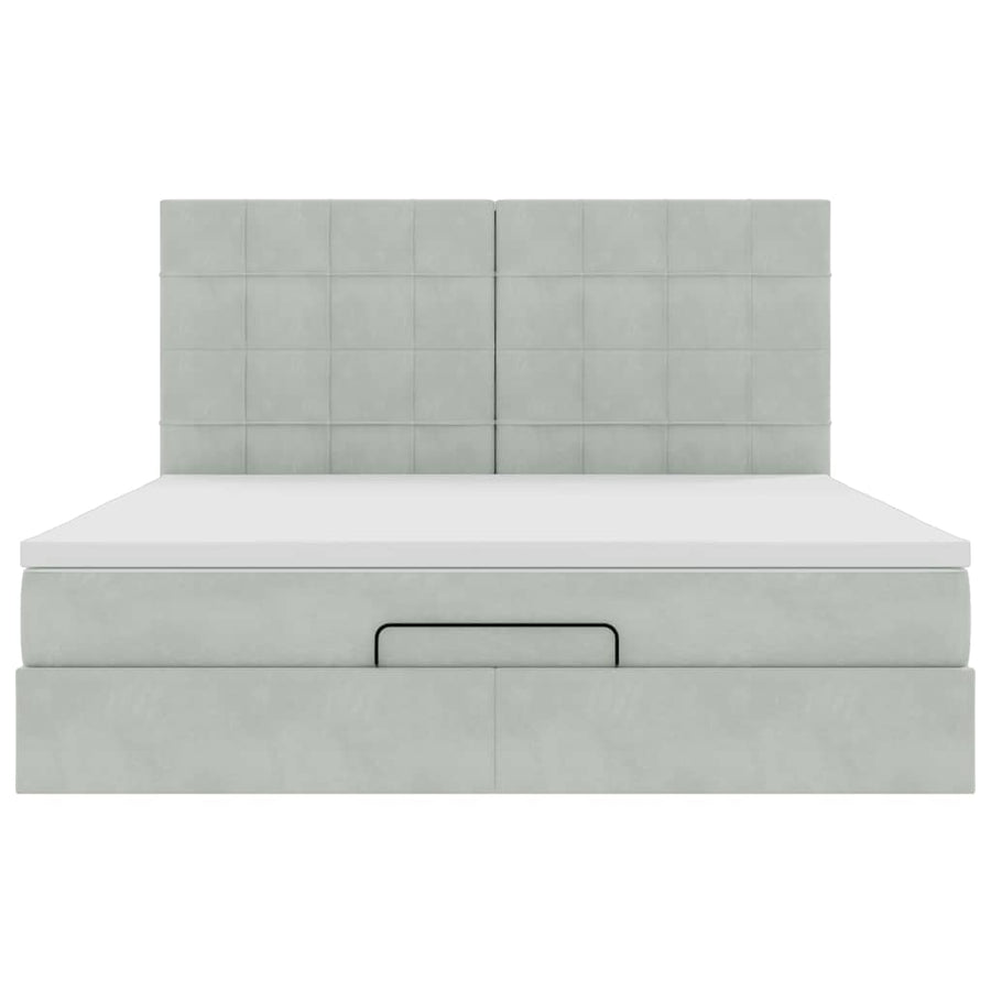 Ottoman bed met matrassen en LED's 180x200cm fluweel lichtgrijs