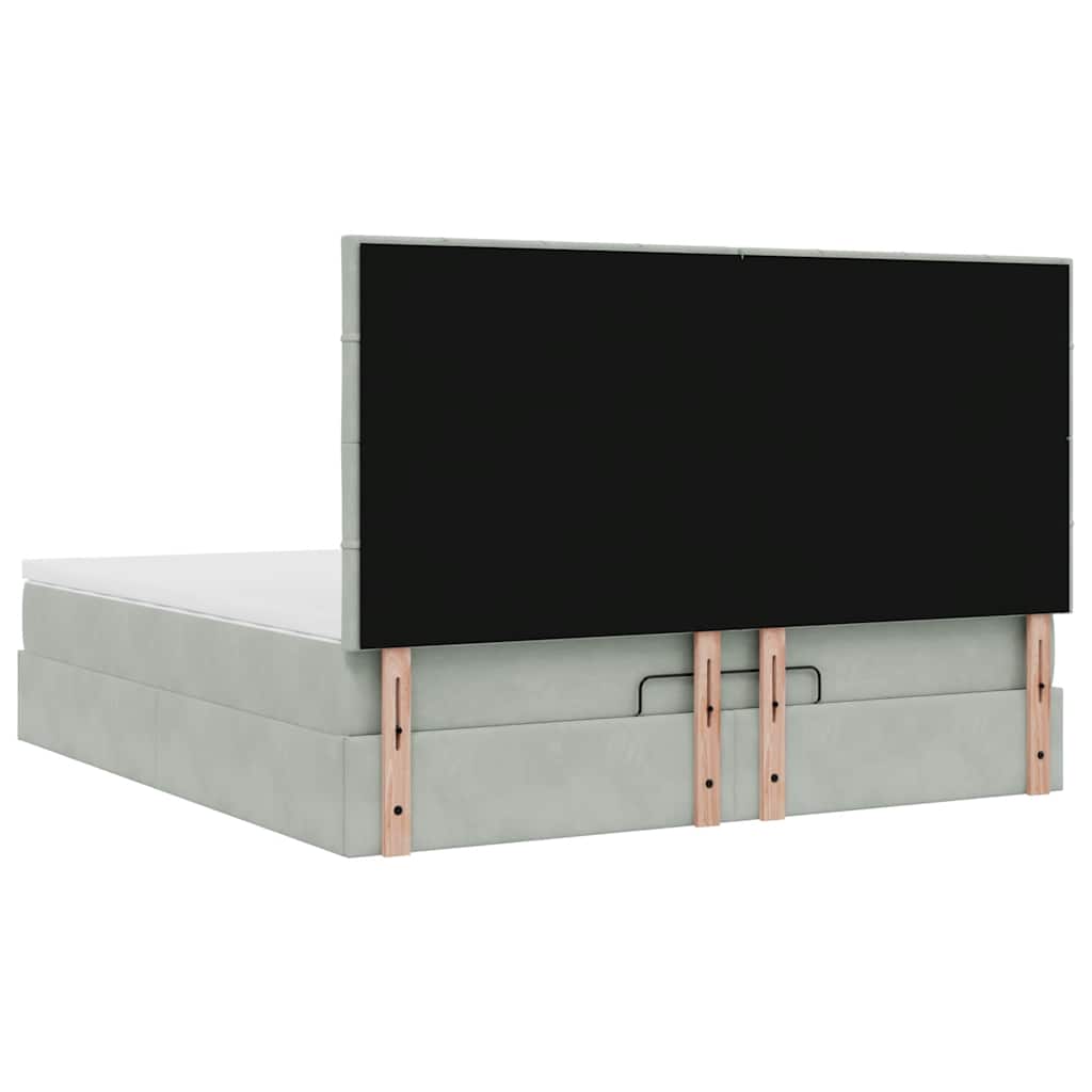 Ottoman bed met matrassen en LED's 180x200cm fluweel lichtgrijs