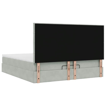 Ottoman bed met matrassen en LED's 180x200cm fluweel lichtgrijs