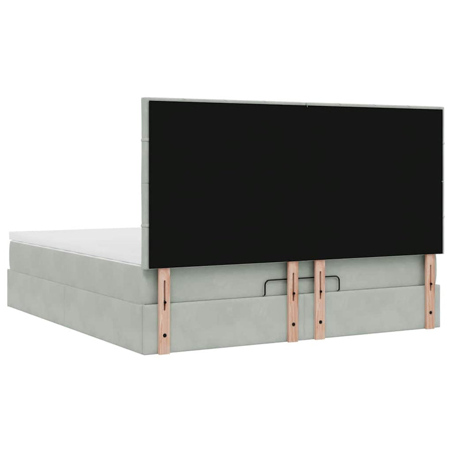 Ottoman bed met matrassen en LED's 180x200cm fluweel lichtgrijs