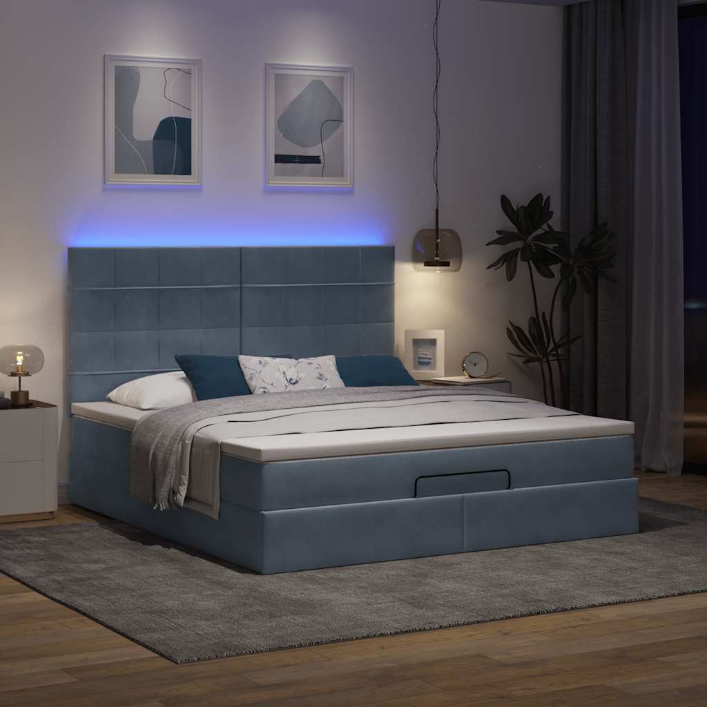 Ottoman bed met matrassen en LED's 180x200cm fluweel