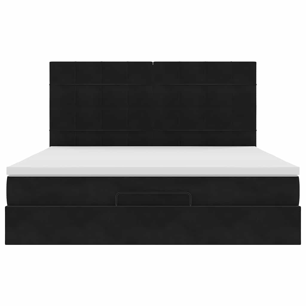 Ottoman Bed Met Matrassen En Led's 180X200Cm Fluweel 180 x 200 cm Zwart