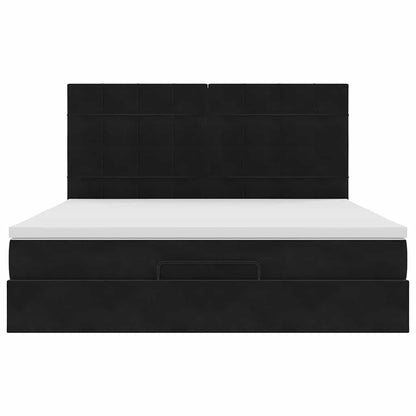 Ottoman Bed Met Matrassen En Led's 180X200Cm Fluweel 180 x 200 cm Zwart