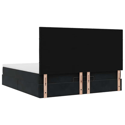 Ottoman Bed Met Matrassen En Led's 180X200Cm Fluweel 180 x 200 cm Zwart