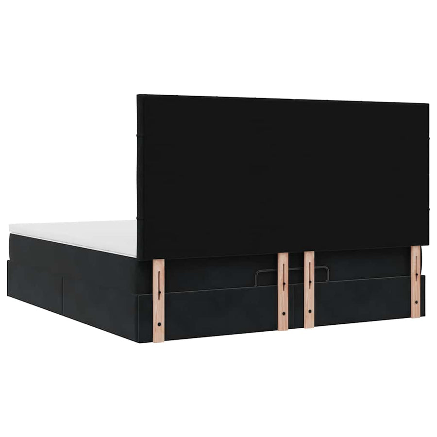 Ottoman Bed Met Matrassen En Led's 180X200Cm Fluweel 180 x 200 cm Zwart