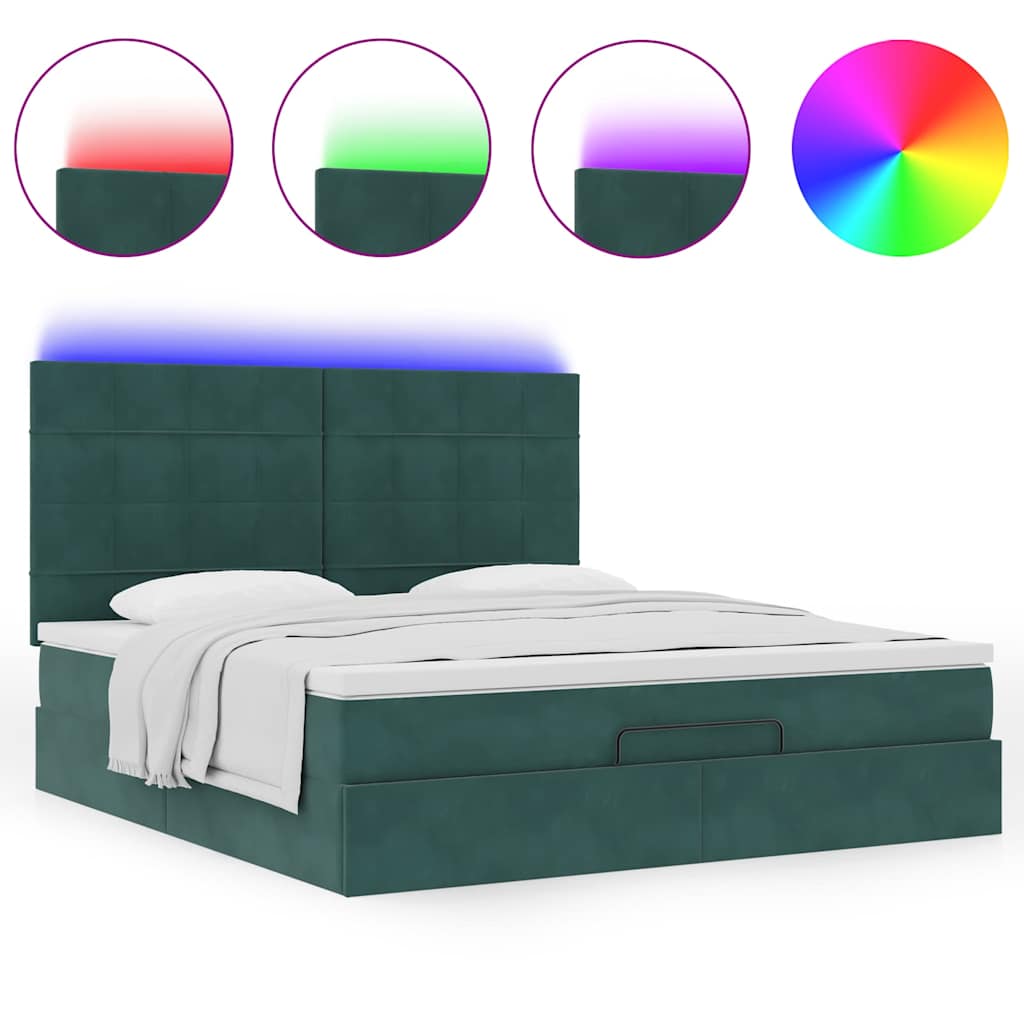 Ottoman bed met matrassen en LED's 180x200cm fluweel