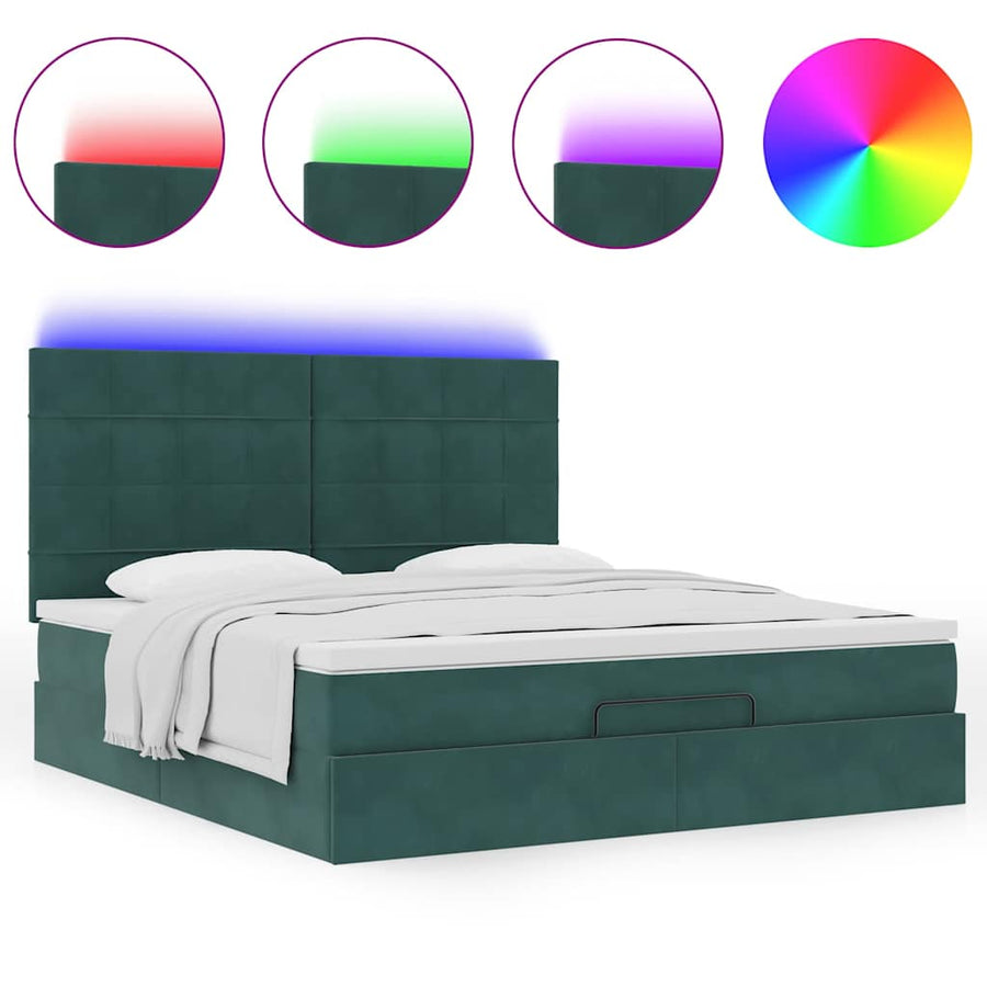 Ottoman bed met matrassen en LED's 180x200cm fluweel