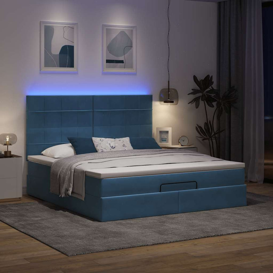 Ottoman bed met matrassen en LED's 180x200cm fluweel