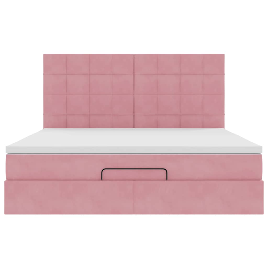 Ottoman bed met matrassen en LED's 180x200cm fluweel roze