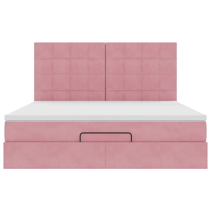 Ottoman bed met matrassen en LED's 180x200cm fluweel roze
