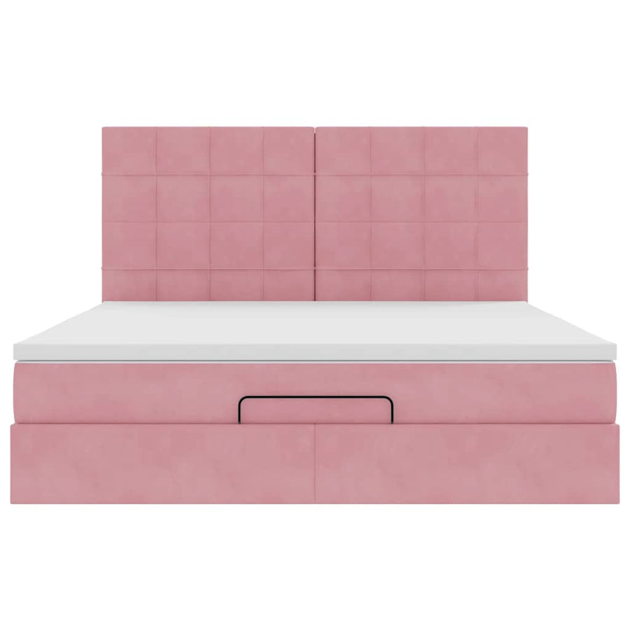 Ottoman bed met matrassen en LED's 180x200cm fluweel roze