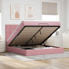 Ottoman bed 180x200 cm fluweel roze