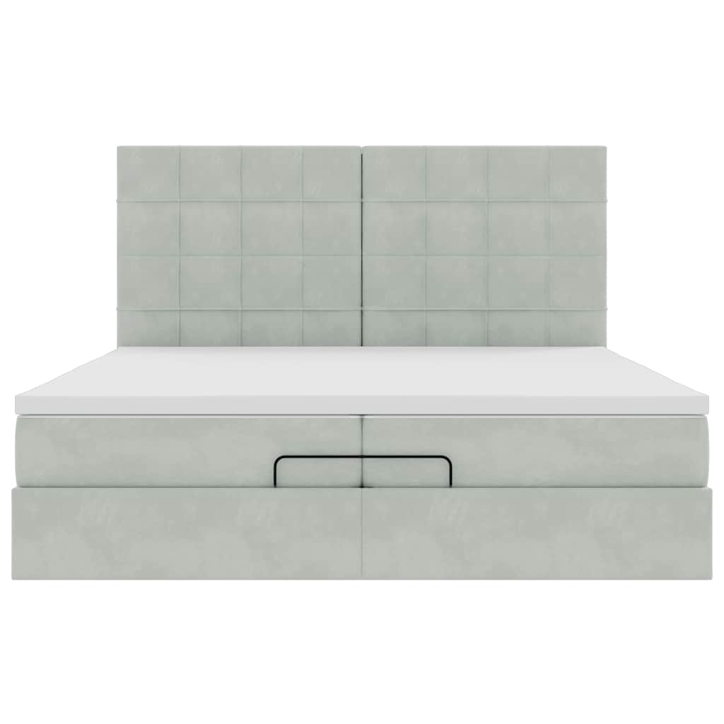 Ottoman bed met matrassen en LED's 200x200cm fluweel lichtgrijs
