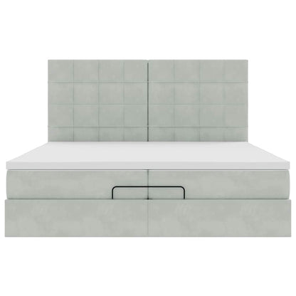 Ottoman bed met matrassen en LED's 200x200cm fluweel lichtgrijs