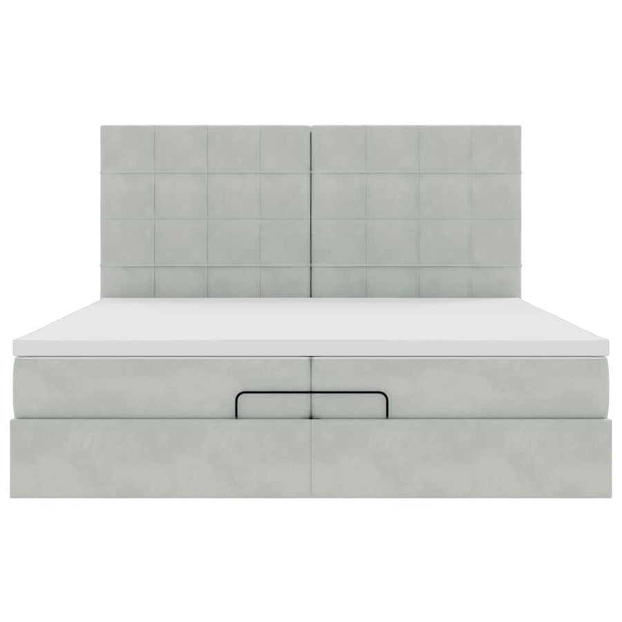 Ottoman bed met matrassen en LED's 200x200cm fluweel lichtgrijs