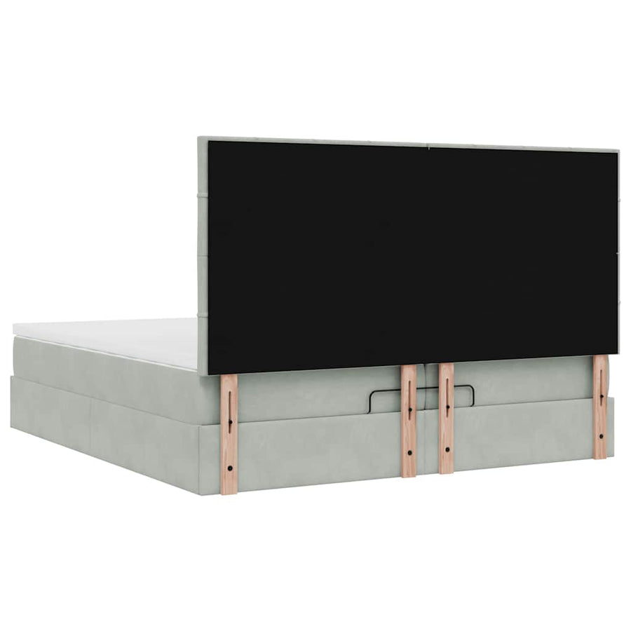 Ottoman bed met matrassen en LED's 200x200cm fluweel lichtgrijs