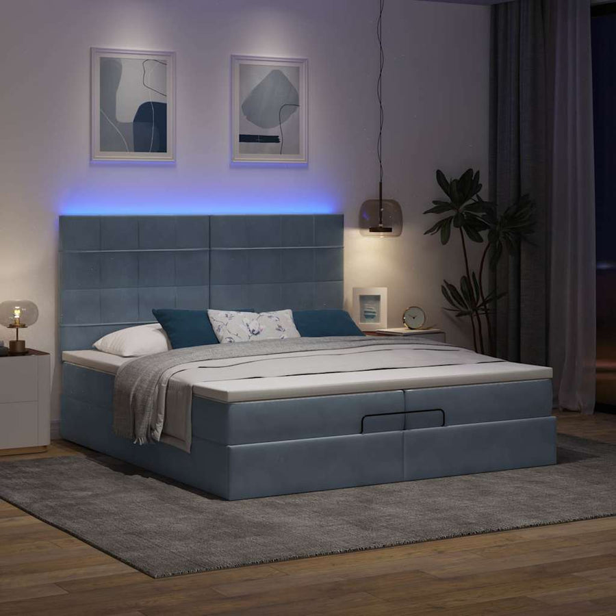 Ottoman bed met matrassen en LED's 200x200cm fluweel