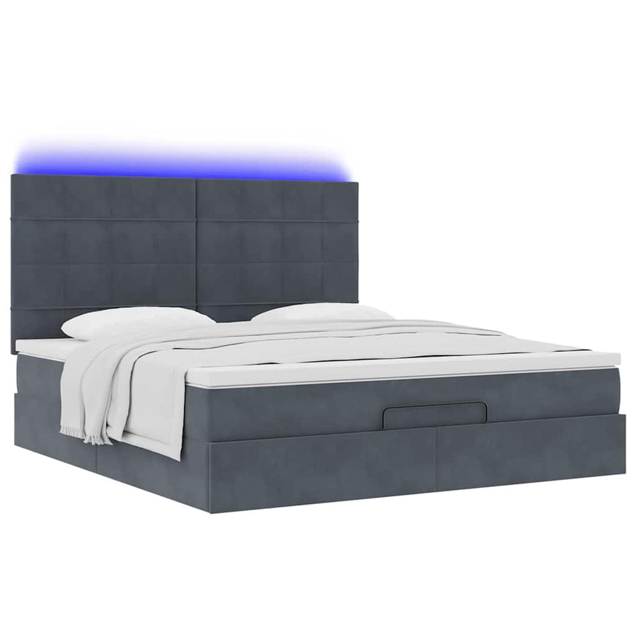 Ottoman bed met matrassen en LED's 200x200cm fluweel