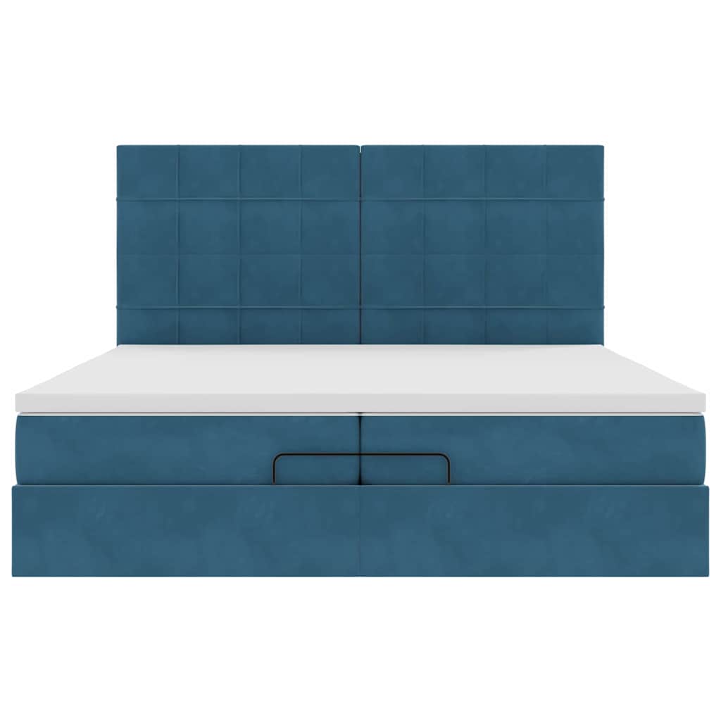 Bed poef met matrassen en leds 200x200 cm fluweel donkerblauw