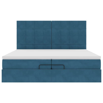 Bed poef met matrassen en leds 200x200 cm fluweel donkerblauw