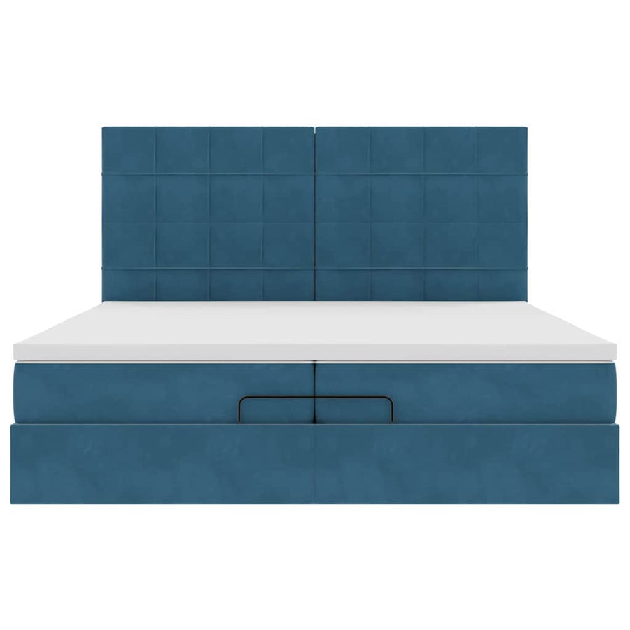 Bed poef met matrassen en leds 200x200 cm fluweel donkerblauw