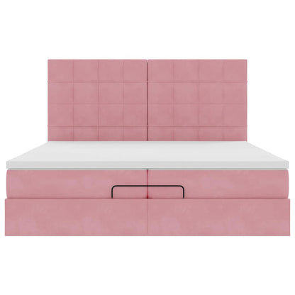 Ottoman bed met matrassen en LED's 200x200cm fluweel roze