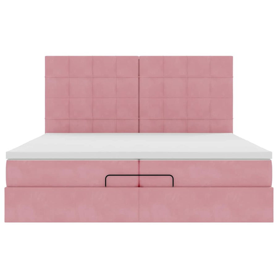 Ottoman bed met matrassen en LED's 200x200cm fluweel roze