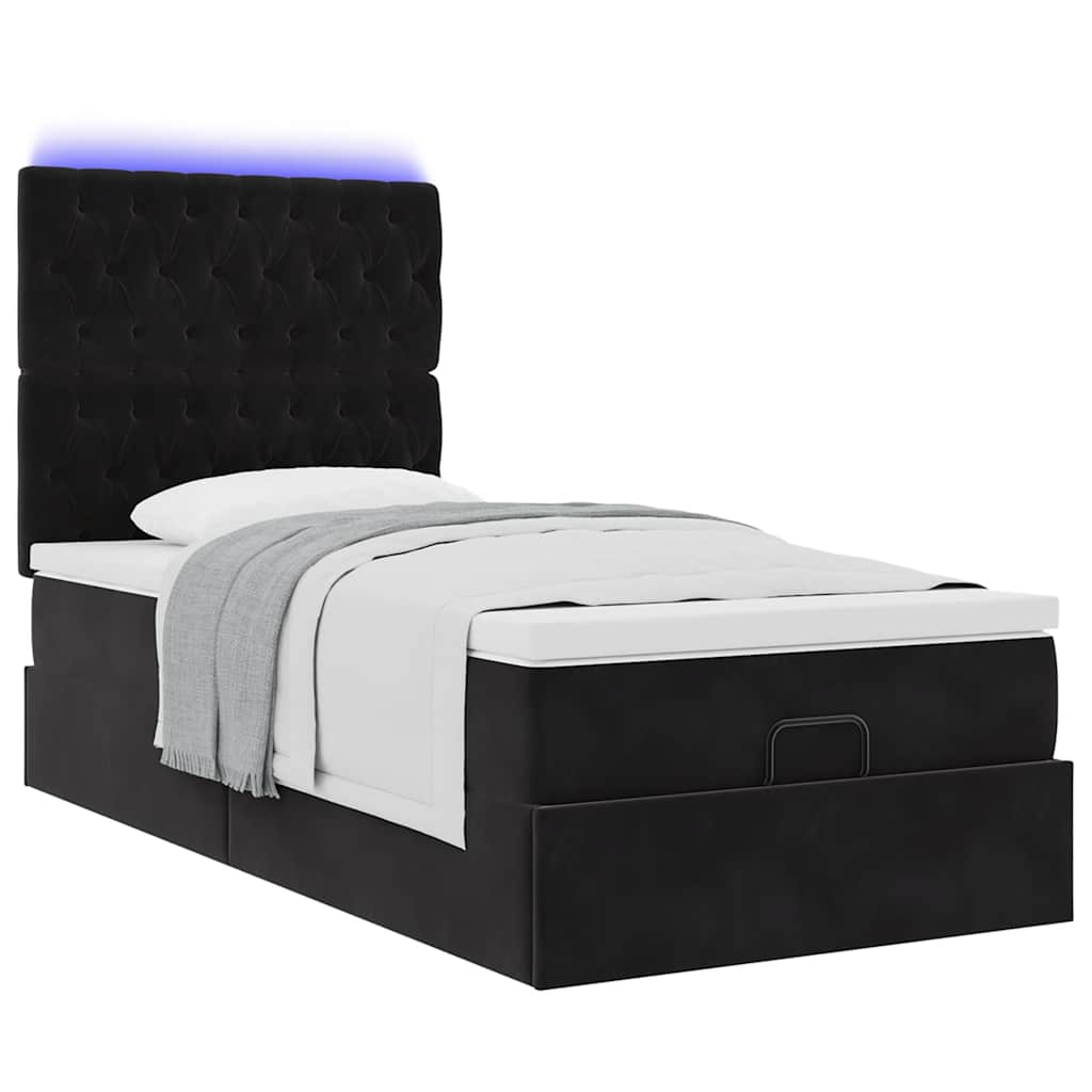 Ottoman bed met matrassen en LED's 80x200cm fluweel zwart