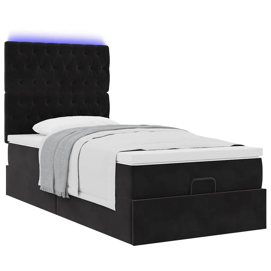 Ottoman bed met matrassen en LED's 80x200cm fluweel zwart