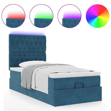 Ottoman bed met matrassen en LED's 80x200cm fluweel donkerblauw