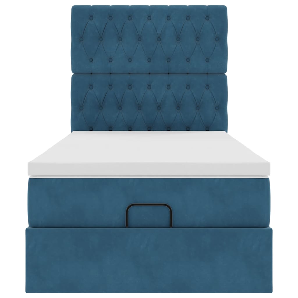 Ottoman bed met matrassen en LED's 80x200cm fluweel donkerblauw
