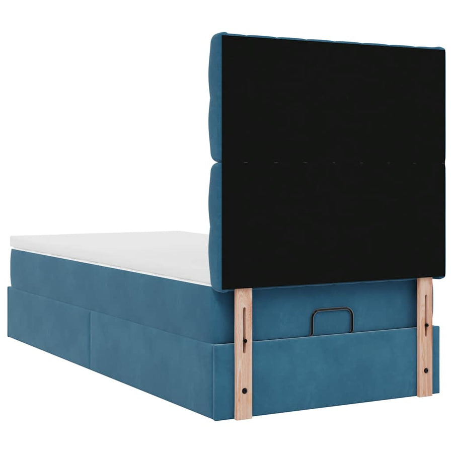Ottoman bed met matrassen en LED's 80x200cm fluweel donkerblauw