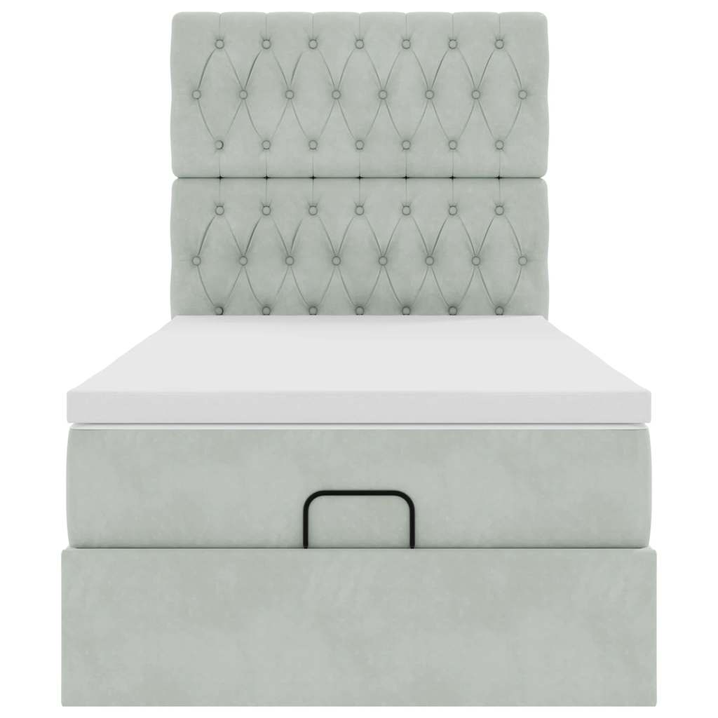 Ottoman bed met matrassen en LED's 90x190cm fluweel lichtgrijs