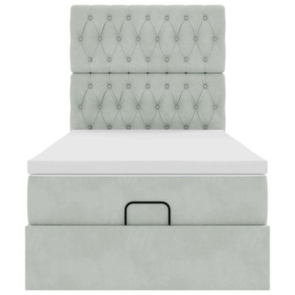 Ottoman bed met matrassen en LED's 90x190cm fluweel lichtgrijs