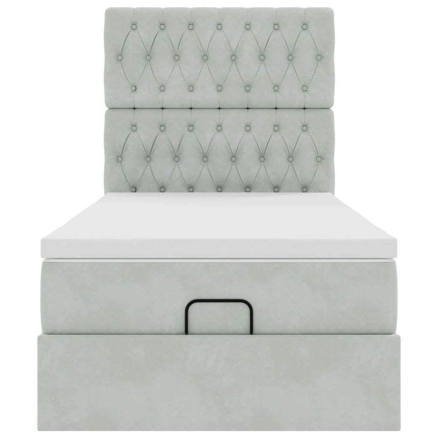 Ottoman bed met matrassen en LED's 90x190cm fluweel lichtgrijs