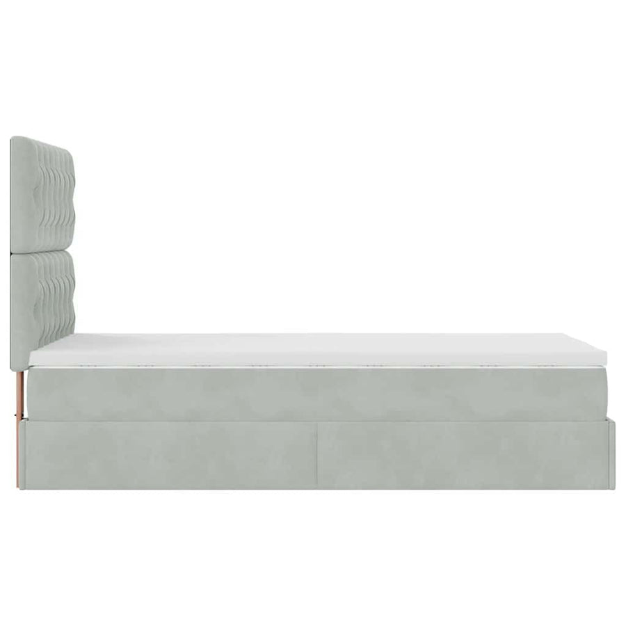 Ottoman bed met matrassen en LED's 90x190cm fluweel lichtgrijs