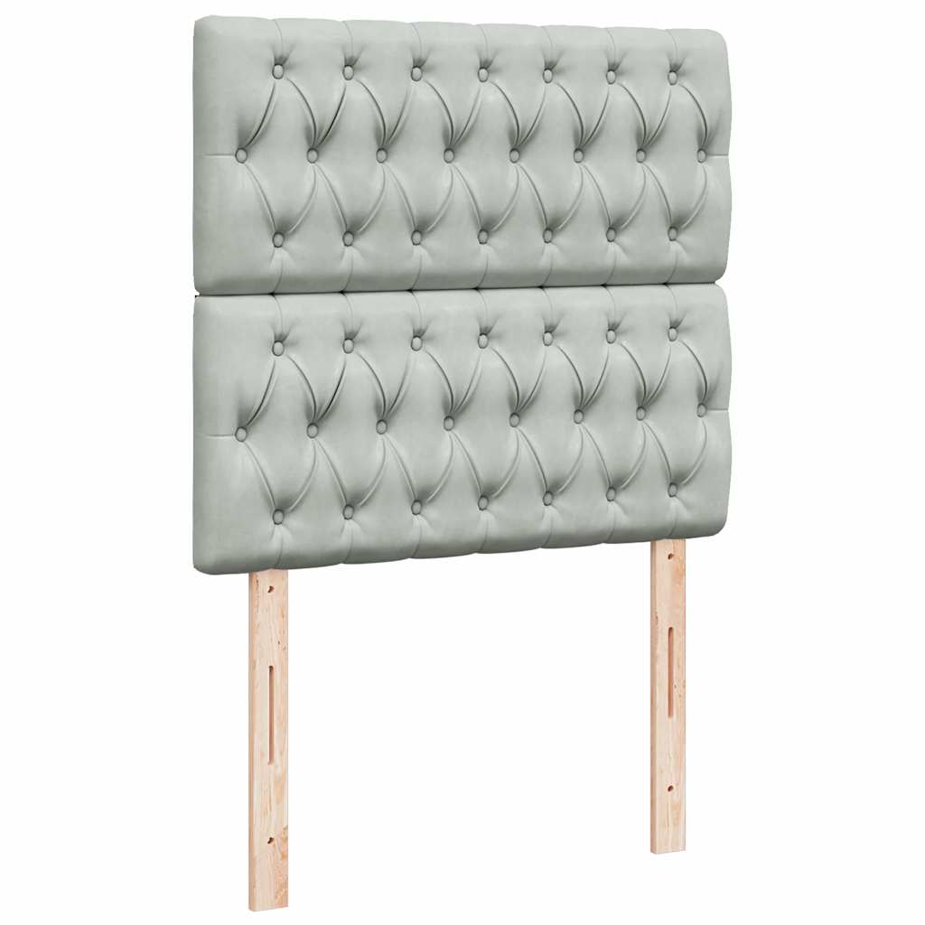 Ottoman bed met matrassen en LED's 90x190cm fluweel lichtgrijs