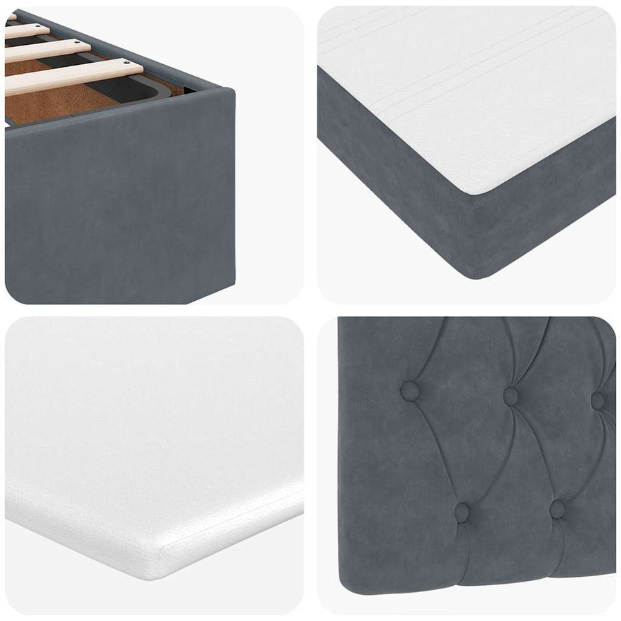 Ottoman bed met matrassen en LED's 90x190cm fluweel donkergrijs