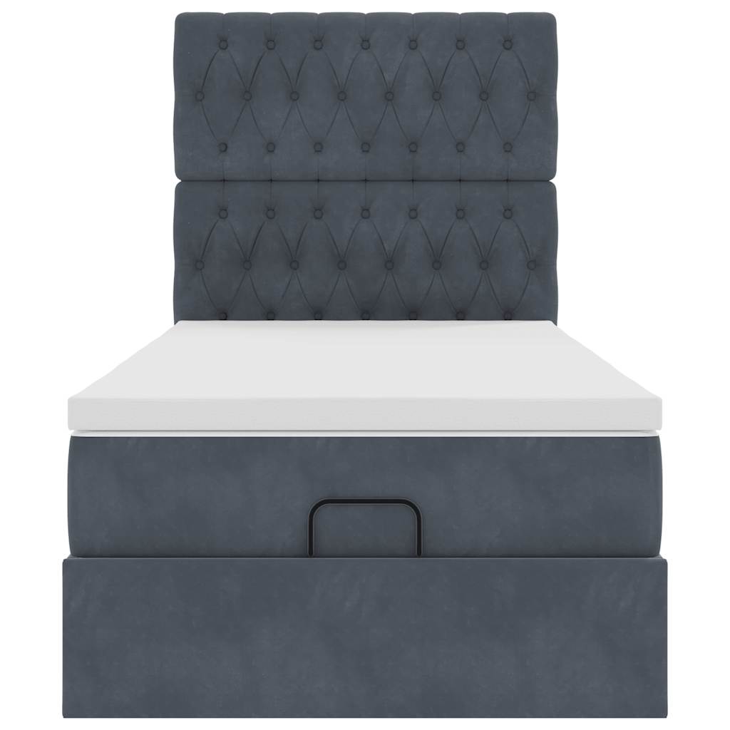 Ottoman bed met matrassen en LED's 90x190cm fluweel donkergrijs