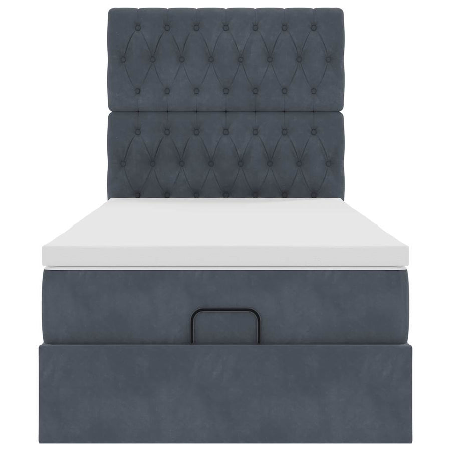 Ottoman bed met matrassen en LED's 90x190cm fluweel donkergrijs