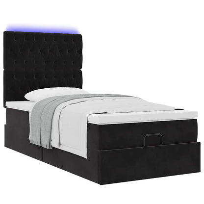 Ottoman bed met matrassen en LED's 90x190cm fluweel zwart