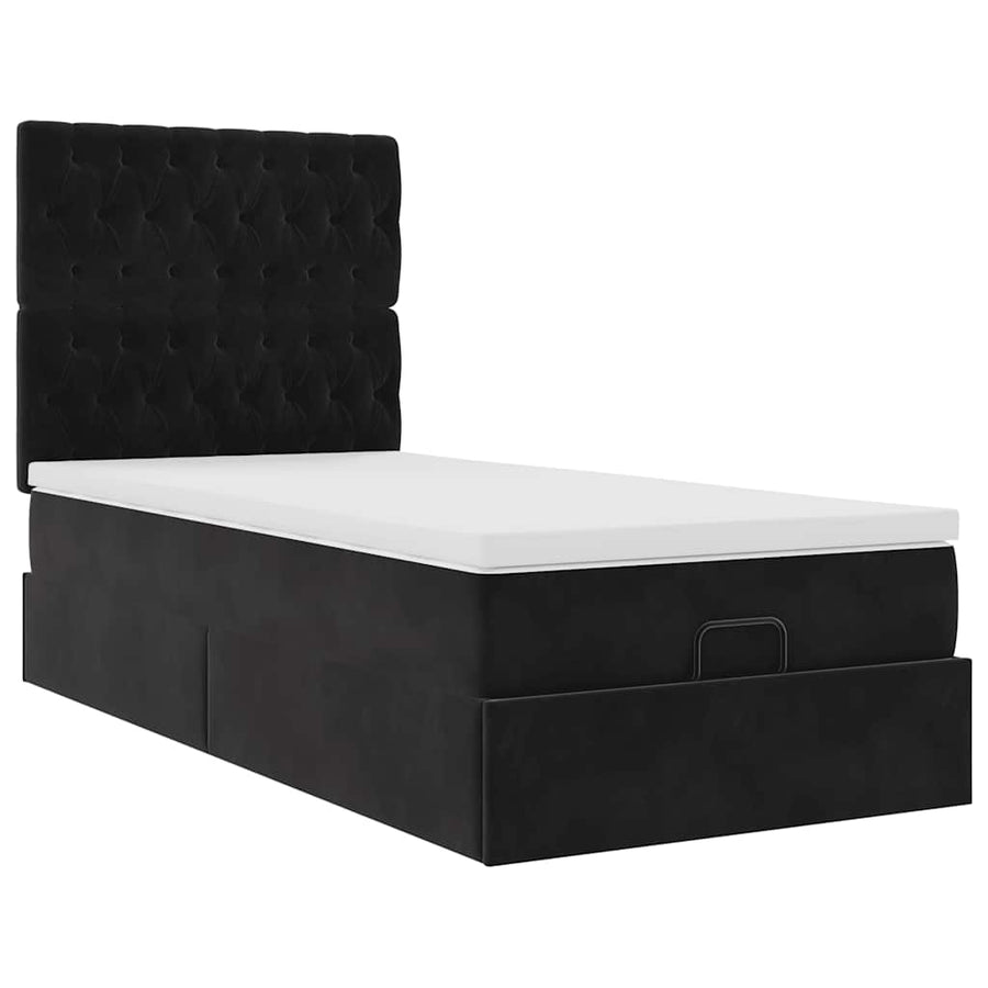 Ottoman bed met matrassen en LED's 90x190cm fluweel zwart