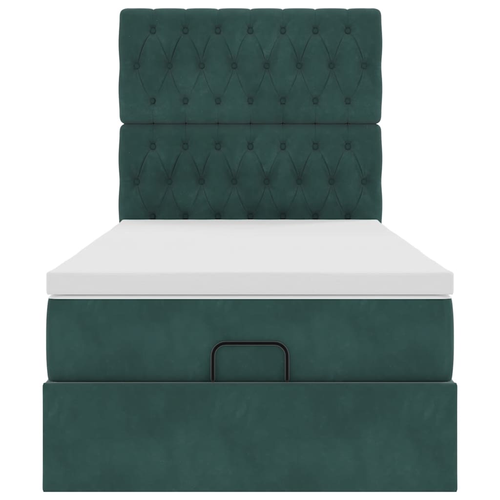 Ottoman bed met matrassen en LED's 90x190cm fluweel donkergroen