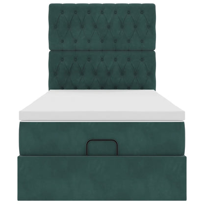 Ottoman bed met matrassen en LED's 90x190cm fluweel donkergroen