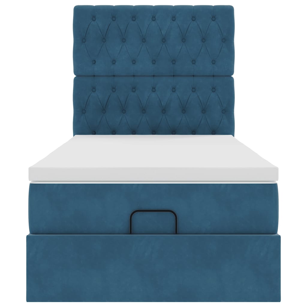 Ottoman bed met matrassen en LED's 90x190cm fluweel donkerblauw