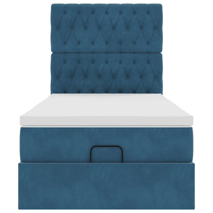 Ottoman bed met matrassen en LED's 90x190cm fluweel donkerblauw